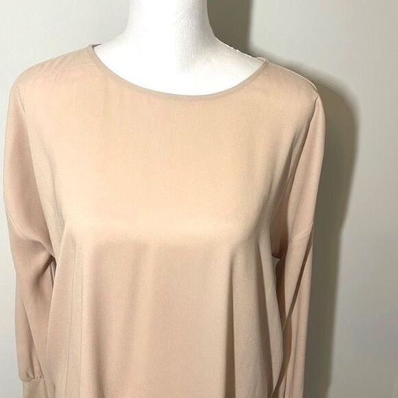 Ann Taylor Petite Long Sleeve Pullover Minimalist Blouse Nude/Tan Size Small Pet - Picture 2 of 8